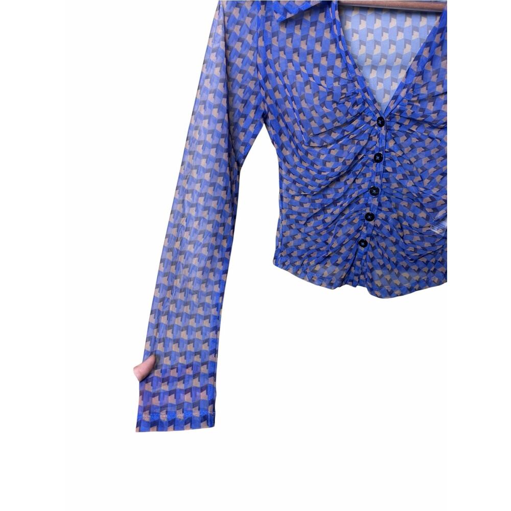 Maeve Sheer Ruched Button-Down Blouse Size XS - Picture 5 of 10